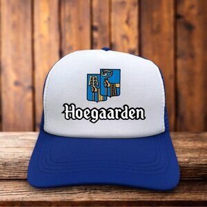 Hoegaarden Belgium Beer Mens Trucker Hat Blue Snapback IPA Mesh Foam Brim